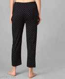 Black cotton pyjama night dress lounge wear printed for women and girls (pack of 1) - soft, elasticated waistband sleepwear, yoga wear & jogging wear in India