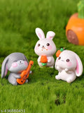 Multicolor miniature rabbit figurines (Set of 4) in high-quality resin. Ideal for home decor, craft projects, or unique gifts. Adorable rabbits with diverse poses and expressions