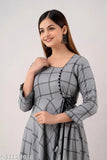 Grey rayon checked kurti for party wear by Kapadia, ideal for casual and formal occasions