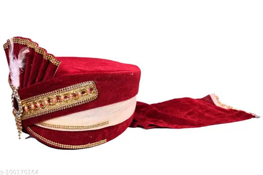 Cotton Embroidered Net Pagdi Turban, Premium Groom (DULHA) Pack of 1 - Beautifully crafted Indian traditional wedding headgear