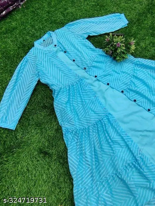 Georgette woven design new jacket kurta, three-quarter sleeves, affordable quality Indian fashion