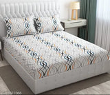 Soft Glace Cotton Geometric Fitted Bed Sheets - Premium Luxury, Summer Comfort
