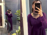Georgette long sleeve party dress, single solid color, size S-XL, Indian made