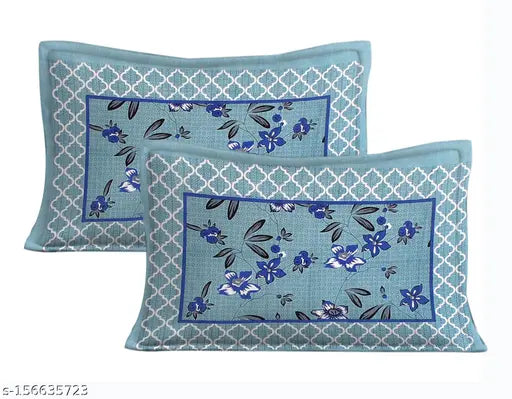 Floral print superfine cotton double queen flat sheets (100% South Autoloom Cotton), ideal for mild winter, comes with 2 pillow covers
