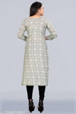 Winter print cotton blend kurta, three-quarter sleeves, XXL, Indian fashion