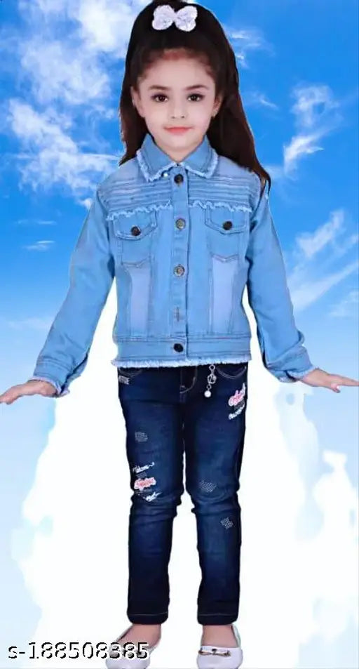 kids Moti denim jackets solid color, light and dark for 5-10 years old, made in India