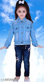 kids Moti denim jackets solid color, light and dark for 5-10 years old, made in India