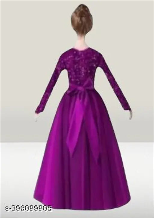 Indian kids formal dresses in net fabric, long sleeve design, perfect for parties or casual wear
