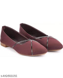 Striped PU bellies or ballerinas for women, daily use slip-ons (IND sizes 3-8), Indian origin