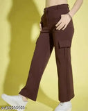 Cotton-linen cargo pant for women, solid net design, sizes M, L, XL (waist 26in, length 37in, hip 28in/28in, 30in, 32in) - Indian export