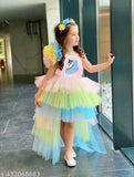 Sleeveless unicorn frocks partywear in net applique, vibrant and playful for 1-2 to 4-5 years old kids, made in India