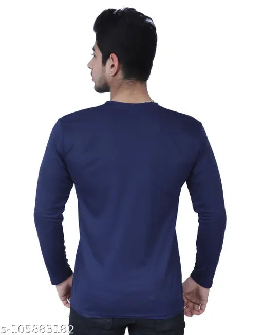 Solid nylon men's full-sleeve t-shirt, long sleeves, plain design in XS, M, L, XL
