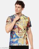 Vivid Colors Printed Men's Polyester T-shirt, short sleeves, multicolor design, sizes S-XL