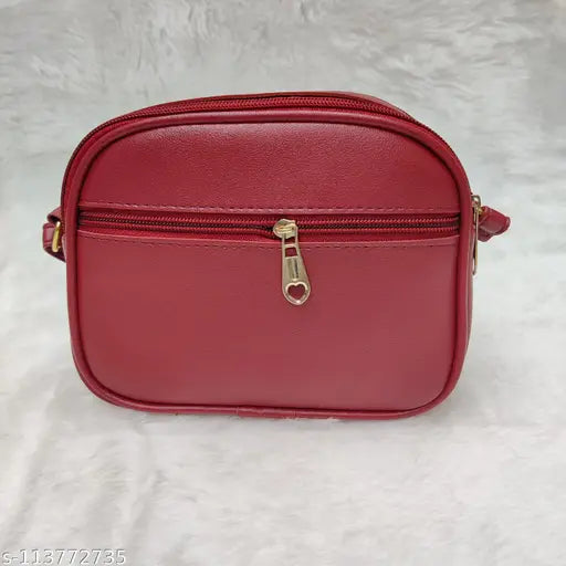 Faux leather slings bag (PU), 4 compartments, solid net, free size (8in x 2in x 6in), ESMODA designer accessory from India