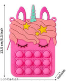 Pink PU popper sensory toy, reusable silicone bubble stationery storage bag for kids/boys/girls