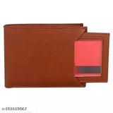 Faux leather brown men's wallet, two fold design with ample storage for daily essentials