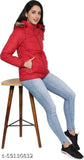 Long sleeve solid polyester quilted jacket for women, striking color combination, epitome of elegance and sophistication