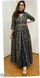 Indian embroidered quality kurti gown with dupatta bottom, sizes M-XXL, three-quarter sleeves