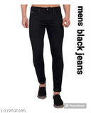 Black men's skinny mid-rise jeans, 100% stretchable denim for a perfect fit