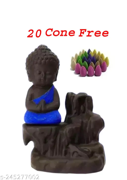 Indian poly resin backflow fountain 'Budha Smok', meditative figurine in still water