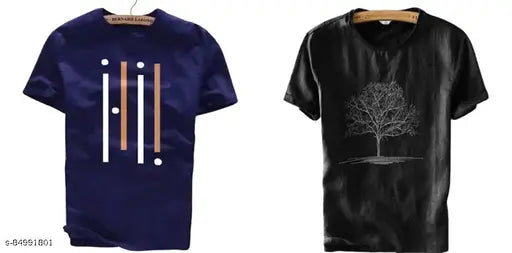 Multicolor regular fit half sleeve round neck cotton men's T-shirt combo set of 2, perfect for gym, sports, events, and everyday wear. Durable, non-shrinkable, and vibrant colors that last. Made in India