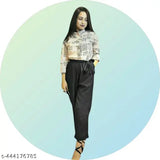 Printed Peach Crepe Jumpsuits for Women & Girls - Sleek and versatile black-colored garment with three-quarter sleeves, shirt collar, and Indian origin