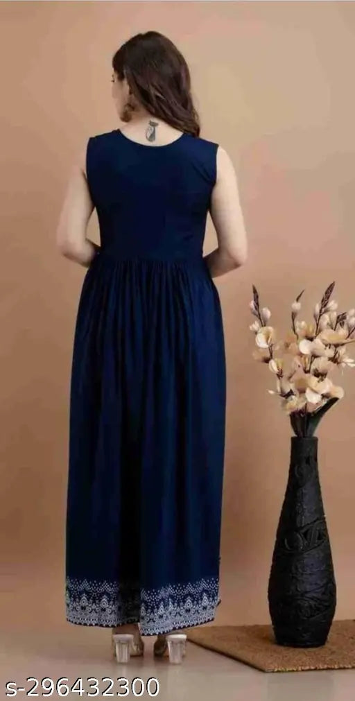 Embroidered Rayon Naira cut sleeveless kurta for women, India