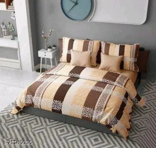 Cotton blend comforter set 02, heavy glace cotton for double bed (14x18 inches), includes 1 comforter, 1 sheet (90x100), and 2 full-size pillow covers from India