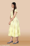 Rayon long, flared gown kurta, sleeveless print dress for women, India-made fashion on mannequin