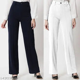 Solid crepe Trendy Glamorous women's trousers (XS-XXL), India