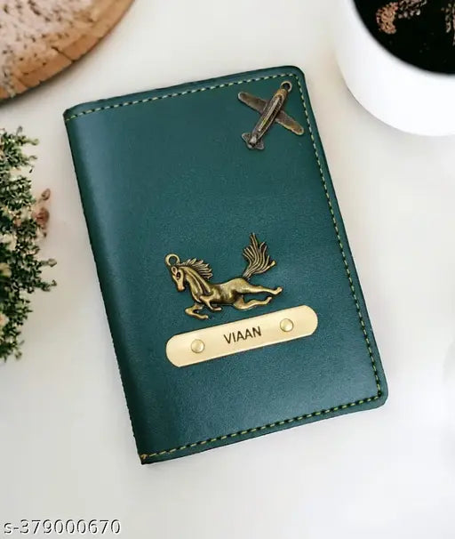 Green PU Customised Passport Cover for Men & Women - Charming and Practical Travel Essential