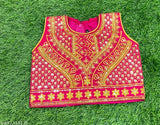 Embroidered kids Lehenga Choli (6-10 years) in cotton silk and net, floral stitch design on display