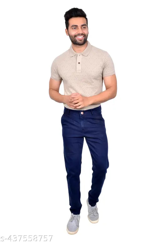 Stylish KIYARA men's denim jeans, solid pattern, size 28-40, Indian origin