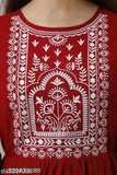 Trendy rayon embroidered gown for girls, three-quarter sleeves, Indian origin