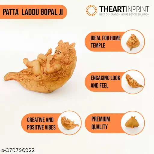 Marble Krishna Idol - LADDUGOPALBROWN15CM, traditional Indian artifact depicting divine Laddu Gopal figurine