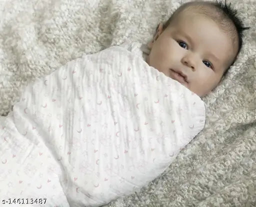 Organic pink cotton muslin swaddle cloth for newborn baby, perfect size & multipurpose use