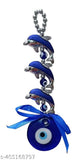 Silver three fish Feng Shui Vastu evil eye wall hanging, enhances good luck, prosperity, health, wealth for home & office decor