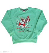 Kids Girls winter fleece round neck vol71, cotton sleeves printed design, warm and cozy kids fleece wear for cold seasons