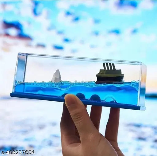 Unsinkable Titanic Cruise Ship Model, liquid wave bottle decor, perfect for car displays