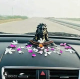 Goldiluxe Adiyogi Shiva statue, black marble, religious idol for home decor & car dash board, 12cm