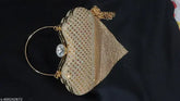 Metal embellished bridal clutch, free size, trendy wedding accessory from India