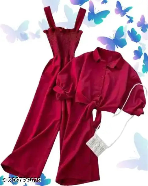 Indian-made solid crepe long sleeved jumpsuit (N), size S or M