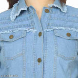 Light blue denim jacket, solid pattern, long sleeves, size N available in S-XL from India
