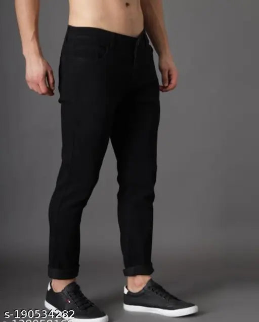 Attractive denim jeans for men (size 28/30/32), solid indigo denim from India