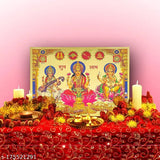 Gold-plated Ganesh, Lakshmi, Saraswati posters (24k), home office/business use, Indian-made, 18x13cm poster size