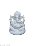 White small marble Ganesha idol for spiritual puja, Vastu showpiece from India
