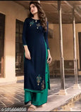 Women's Rayon Kurta Set with Palazzos, festive-wear embroidered viscose rayon, perfect for parties and daily wear
