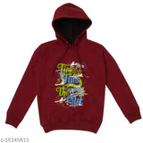 Maroon cotton boys sweatshirt & hoodie, vibrant printed design for active kids play