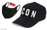 Adjustable cotton baseball cap with black polarized mask for men and boys, featuring printed net pattern. Made in India