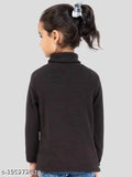 Nylon high neck long sleeve winter wear sweatshirt for kid girls, solid pattern, soft, breathable, comfy, perfect Christmas gift for toddlers. Available in sizes 3-4 Years - 10-11 Years. Made in India